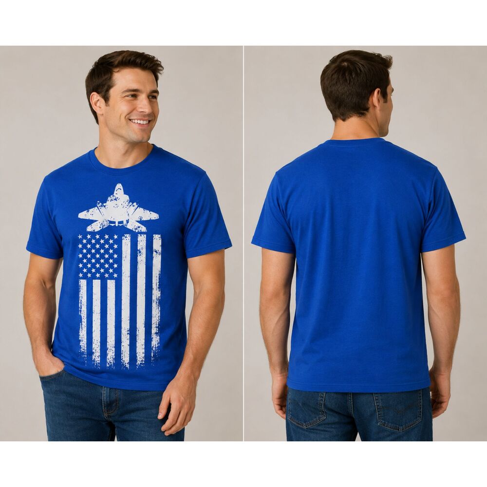 NWT Patriotic Fighter Jet American Flag Graphic T-Shirt Men's Medium